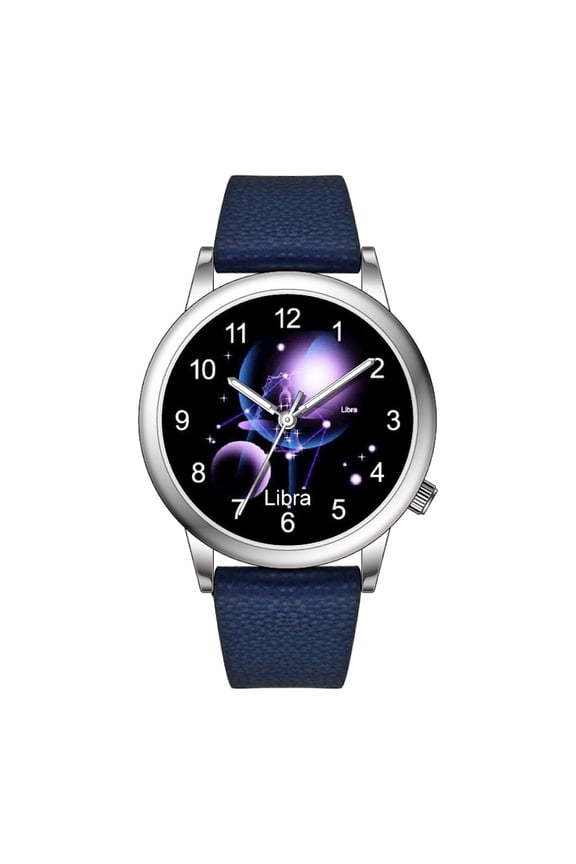 Fashion Watch Constellation dials 36mm Alloy Case Japanese PC21J Quartz Movement Synthetic Leather Watch (Pink/Gemini)