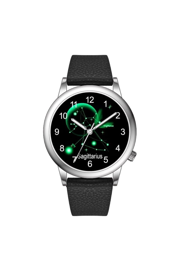 Fashion Watch Constellation dials 36mm Alloy Case Japanese PC21J Quartz Movement Synthetic Leather Watch (Pink/Libra)