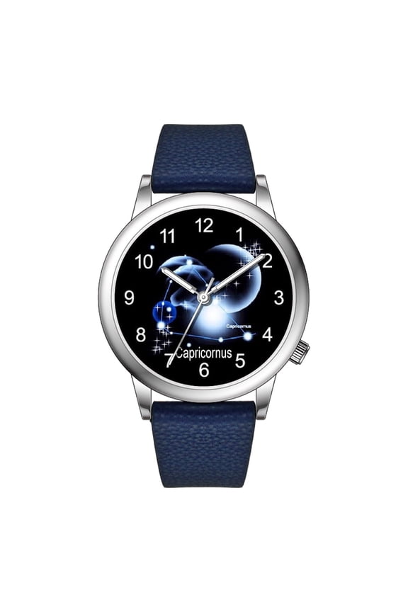 Fashion Watch Constellation dials 36mm Alloy Case Japanese PC21J Quartz Movement Synthetic Leather Watch(SAGITTARIUS/BLACk)