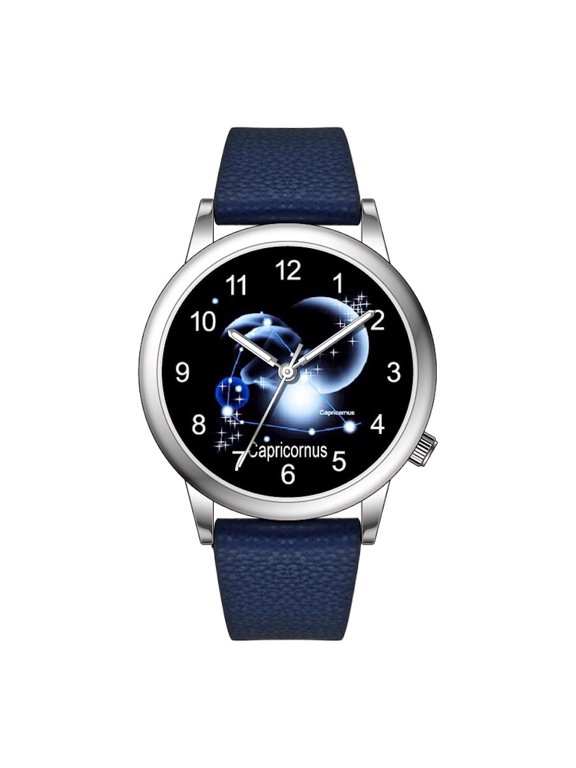 Collections Women's Fashion Watch | 36mm Alloy Case | Japanese PC21J Quartz Movement | Synthetic Leather Watch (BLUE/CAPRICORNUS)
