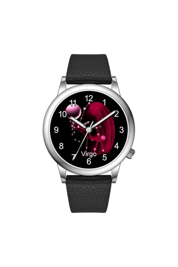 Fashion Watch Constellation dials 36mm Alloy Case Japanese PC21J Quartz Movement Synthetic Leather Watch(SCORPIO/BLUE)