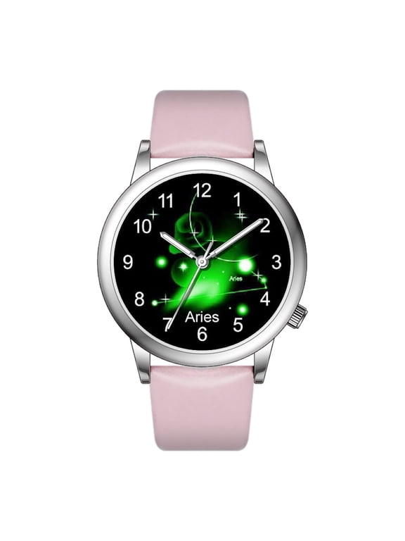 Collections Women's Fashion Watch | 36mm Alloy Case | Japanese PC21J Quartz Movement | Synthetic Leather Watch (PINK/ARIES)