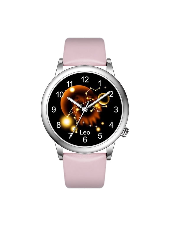 Collections Women's Fashion Watch | 36mm Alloy Case | Japanese PC21J Quartz Movement | Synthetic Leather Watch (PINK/LEO)