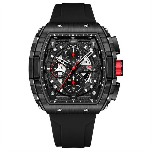 Fashion Watch Men Luxury Top Brand Quartz Watches Waterproof Chronograph Sport Wristwatch Relogio Masculino Silicone Strap Black