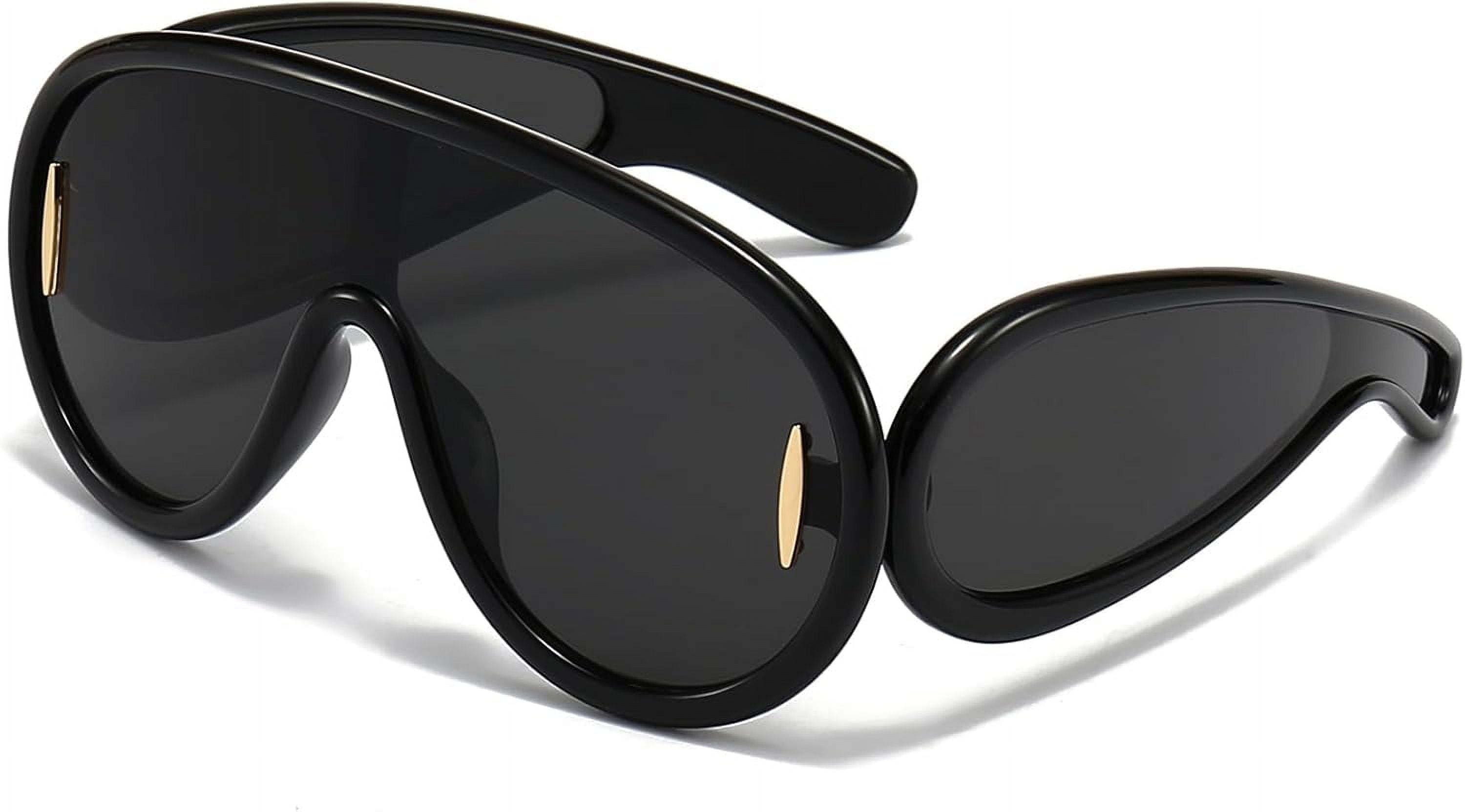 Fashion Wave Mask Sunglasses for Women Men Oversized Silver  display picture 1