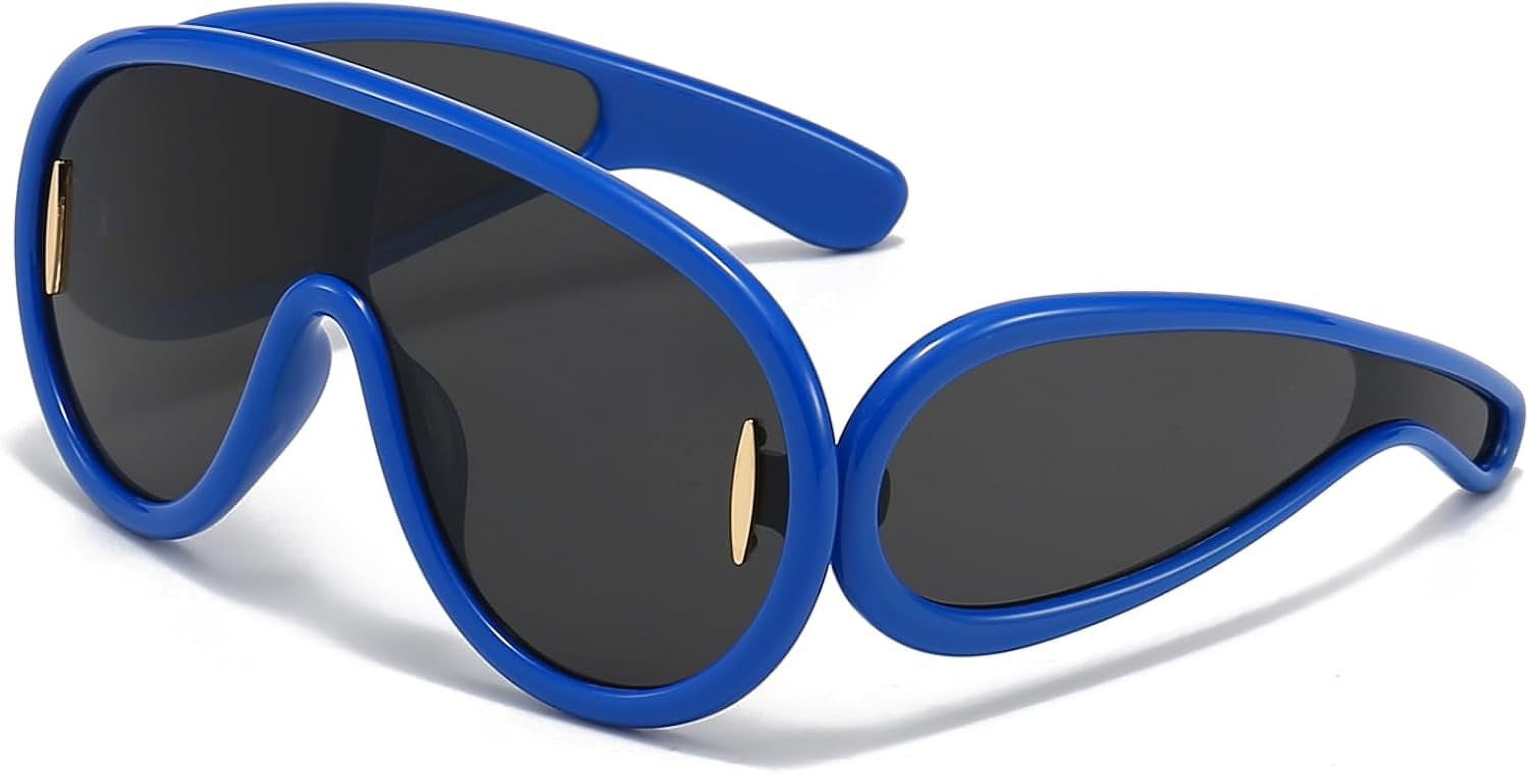 TRENDY WAVE MASK SUNGLASSES OVERSIZE SHIELD FASHION DESIGNER STYLE. Fashion Wave Mask Sunglasses for Women Men Oversized  main image 4