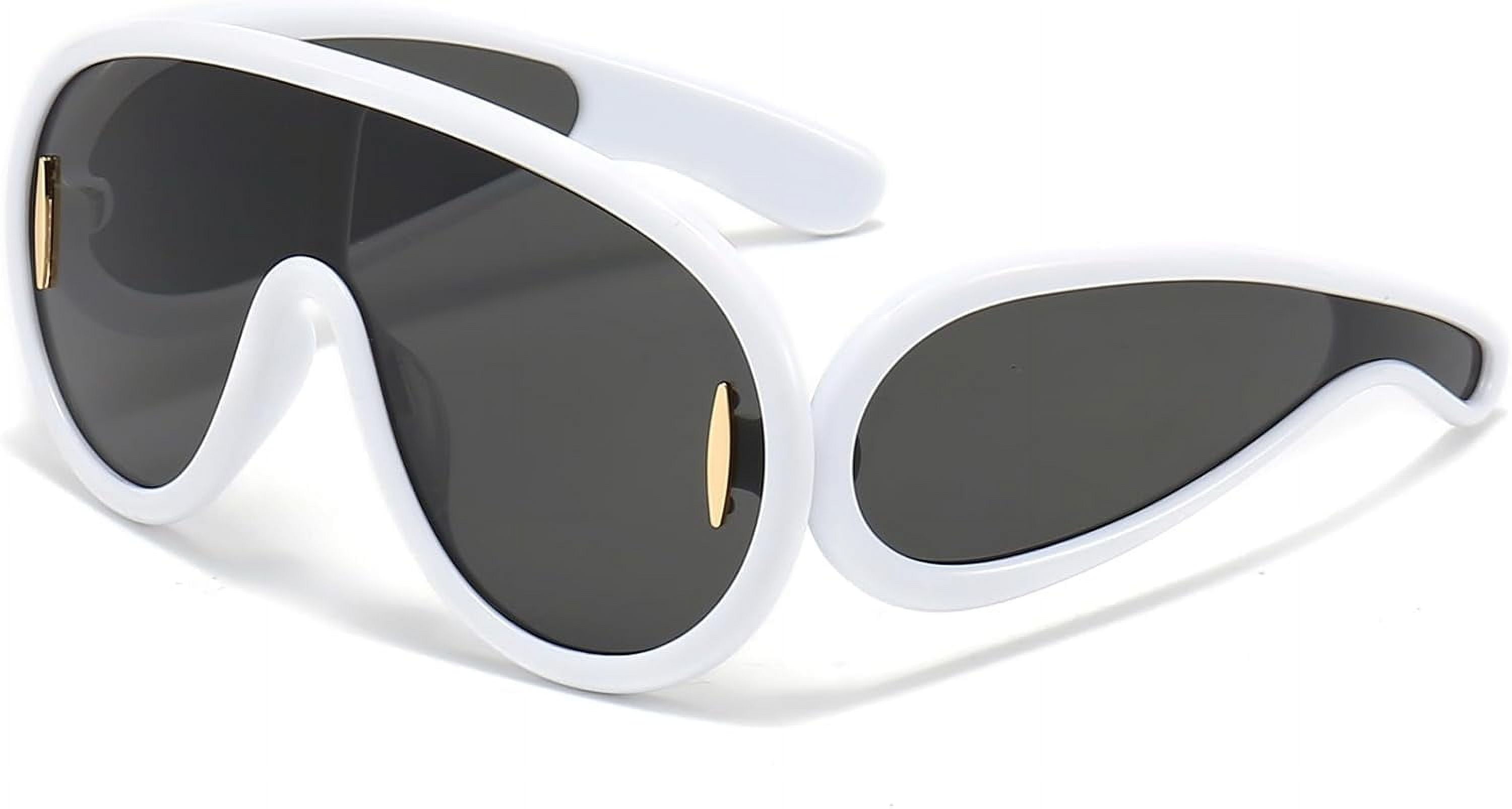 Occhiali Da Sole Oversize Unisex A Scudo, Modello Wave Mask, Futuristici Con Lenti Specchiate UV400