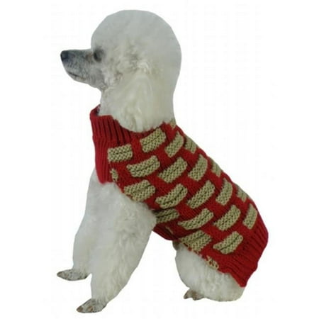 Fashion Weaved Heavy Knit Turtle Neck Dog Sweater, Large