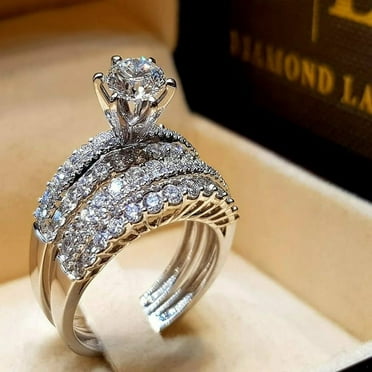 925 Sterling Silver Natural White Sapphire Diamond Ring - Walmart.com