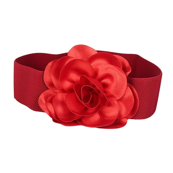 Fashion Wide Belt for Dress Elastic Waist Belt for Sweater Maxi Shirts Coat Red