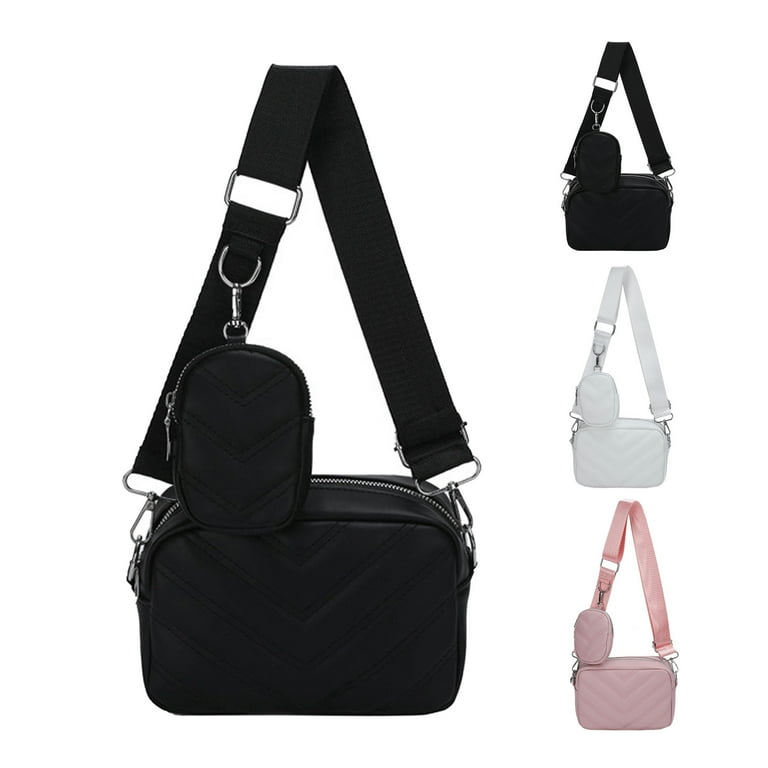 Fashion Wide Strap Shoulder Bag Pu Leather Crossbody Bags