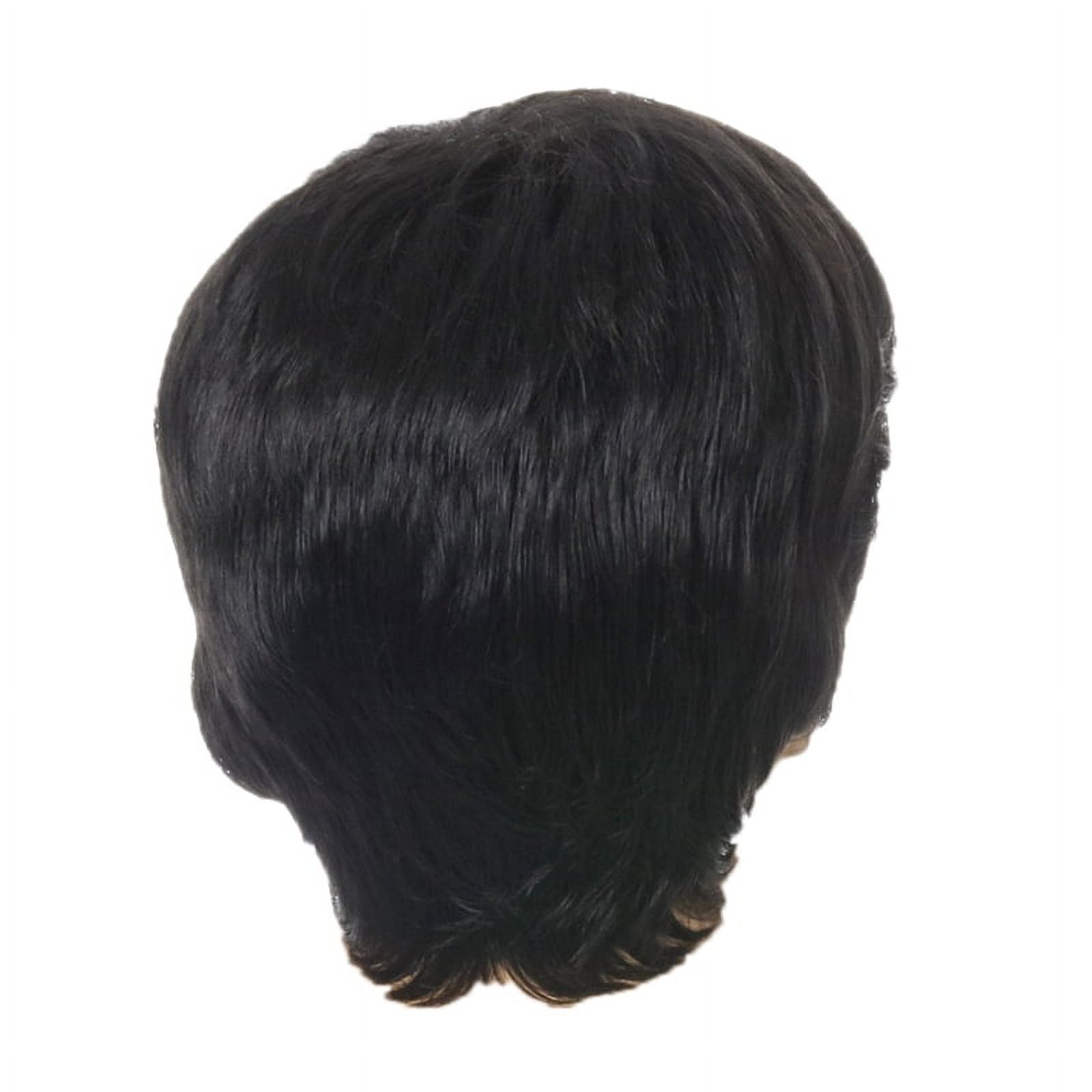 Fashion Wig Short Black Male Straight Synthetic Wig for Men Hair Fleeciness Realistic Natural Black Toupee Wigs - image 1 of 8