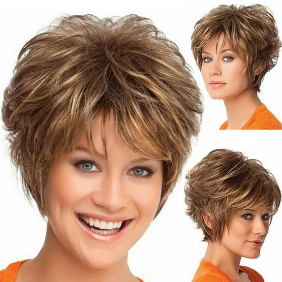 Fashion Wig Short Haircut Curly Color Gradient Wigs - Short Synthetic Trendy Hair, Lightweight Comfortable, Natural Look, Playful Chic Style, High-Quality Fibers Wedding, Halloween, Christmas,Season