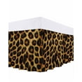 thumbnail image 1 of Fashion Wild Animal Bed Skirt Queen Size 18" Drop Retro Brown Leopard Print Ruffled Wrap Around Bed Skirts Adjustable Elastic Bedskirt Dust Ruffle for Queen Size Bed, 1 of 7