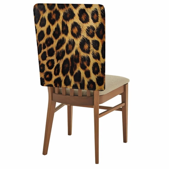 Fashion Wild Animal Chair Back Covers Pack of 1, Retro Brown Leopard Print Removable Dining Seat Cover Washable Kitchen Chair Slipcovers Protective for Party Festival Decoration 19x20in