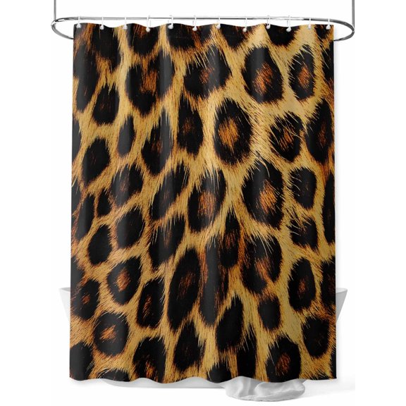 Fashion Wild Animal Shower Curtain, Retro Brown Leopard Print Waterproof Shower Curtain Set with 12 Hooks Lightweight Washable Fabric Shower Curtains for Bathroom 72x78 Inches