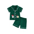 thumbnail image 1 of BemeyourBBs Kids Christmas Pajamas Set Embroidery Santa Claus Shirt with Shorts, 1 of 9