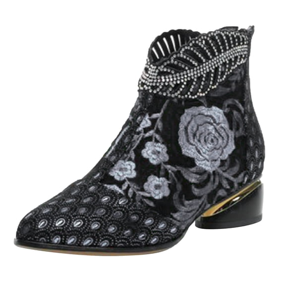 Fashion Winter Lace Pure Color High-Heeled Women Ankle Boots Party Shoes Women Boots Size 11 Boots for Women with Fringe Womens Wide Width Boots for Support Snow Boots for Women No Heel Leather Boots