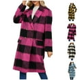 thumbnail image 1 of Fashion Winter Plaid Jackets for Womens Oversize Casual Trundown Collar Outwear Coat Long Sleeve Pockets Plaid, 1 of 9