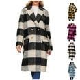 thumbnail image 1 of Fashion Winter Plaid Jackets for Womens Oversize Casual Trundown Collar Outwear Coat Long Sleeve Pockets Plaid, 1 of 9