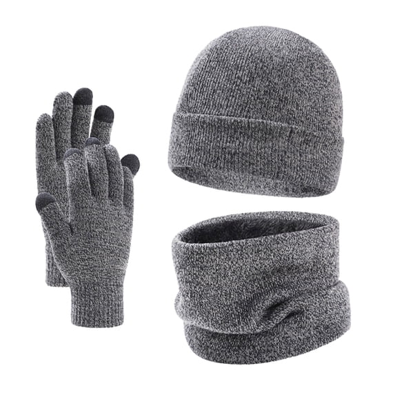 Fashion Winter Set Ribbed Knit Beanie Scarf Gloves Unisex Style for School Office Travel Scarf a Hat Gloves
