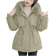 thumbnail image 1 of Fashion Winter Warm Hooded Coats for Womens Plus Size Casual Loose Solid Color Pocket Zippered Reversible Long Coat, 1 of 8