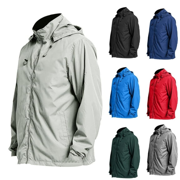 Fashion Winter Warm Jackets for Mens Plus Size Solid Color Zipper Drawstring Pocket Long Sleeve Hooded Casual Outwear Jackets Clearance Under 5$!