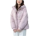 thumbnail image 1 of Fashion Winter Warm Jackets for Womens Plus Size Casual Solid Color Short Sleeved Hooded, 1 of 7