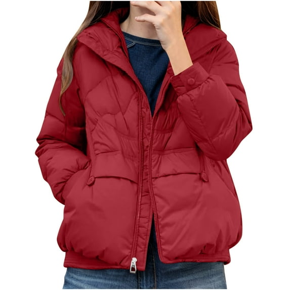 Fashion Winter Warm Jackets for Womens Plus Size Solid Color Down Jacket Short Thick Stand Up Collar Style Jacket