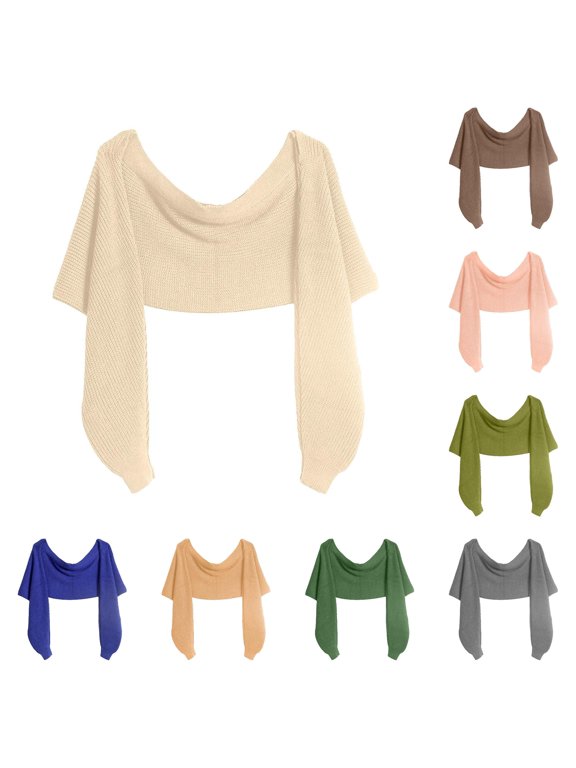 Fashion Winter Warm Solid Color Knitted Wrap Scarf Thick Shawl Cape with Sleeve for Women Wild Wrap