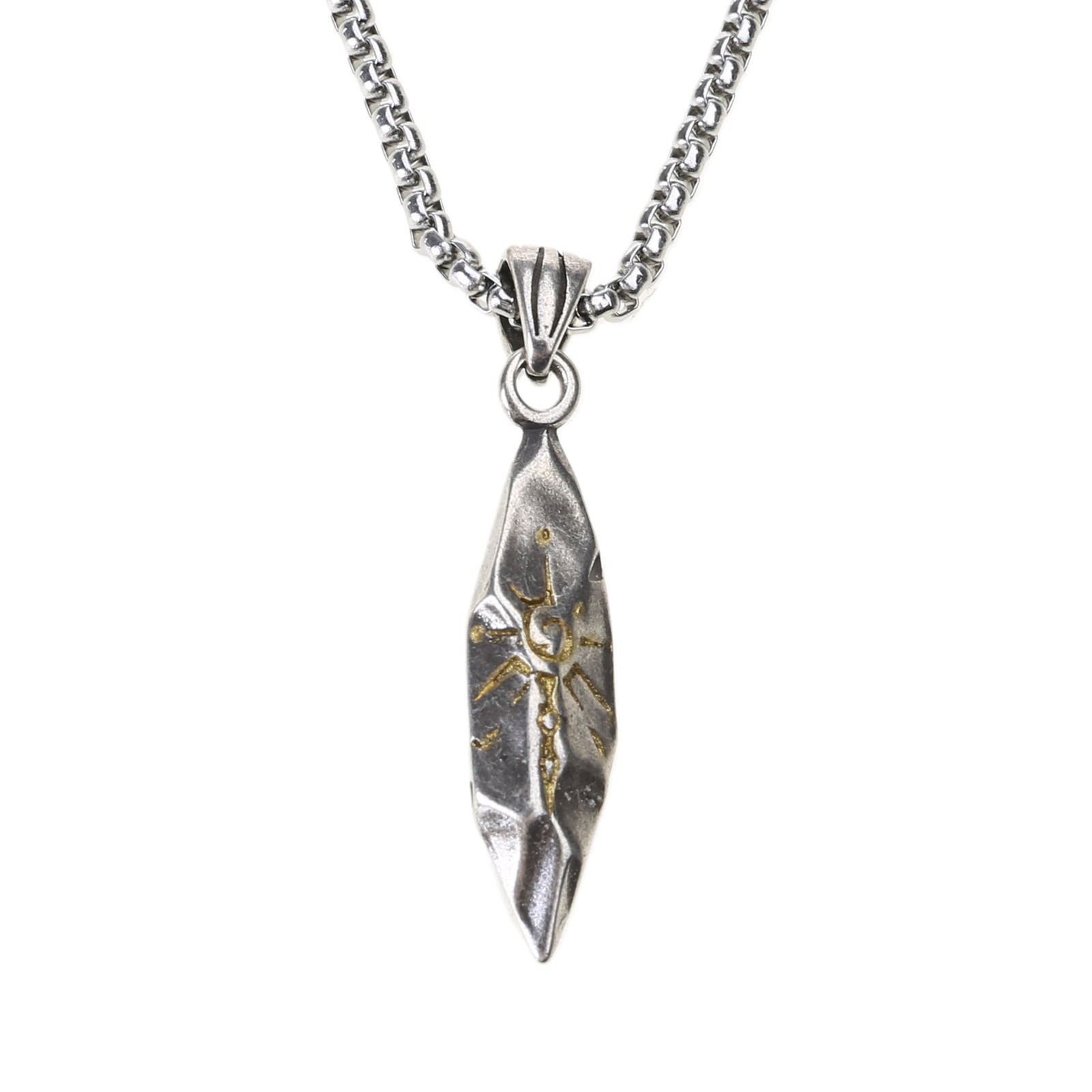 Wishing Stone Pendant Necklace Vintage Sweater Chain Simple Collar Necklace Adjustable Neck Chain Jewelry for Women Men