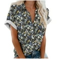 thumbnail image 1 of Fashion Woman Causal Button Solid Blouse Short Sleeve T-Shirt Summer Tops Button Down Shirts for Women, 1 of 3