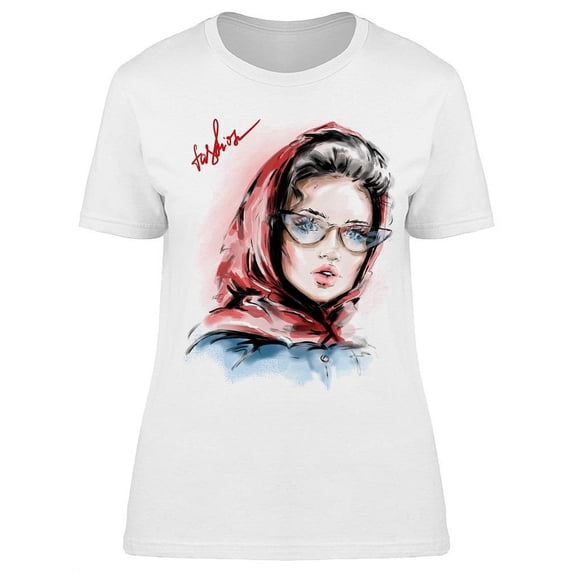 Fashion Woman With A Scarf T-Shirt Women -Image by Shutterstock, Female Small