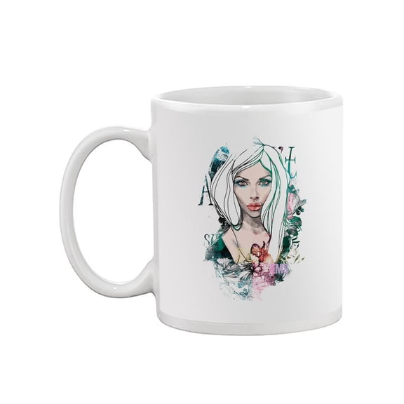Fashion Woman With Flowers Mug - Image by Shutterstock,