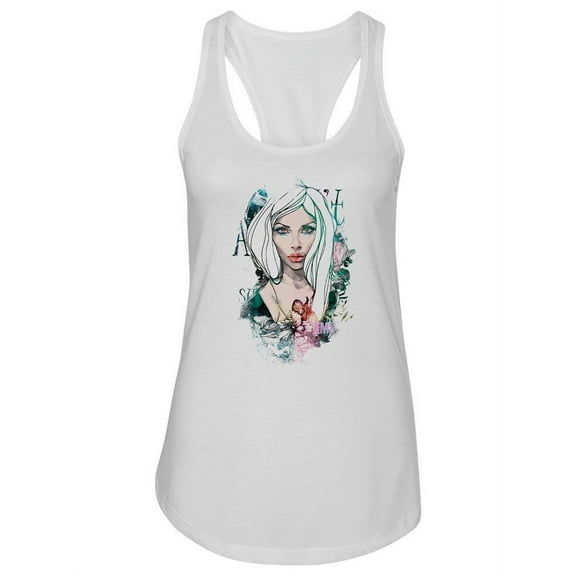 Fashion Woman With Flowers Racerback Tank Women -Image by Shutterstock, Female x-Large