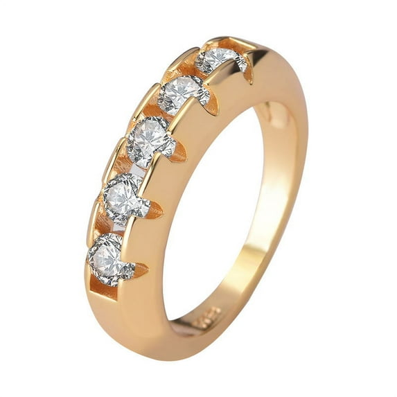 Fashion Women 14 K Gold-Plated Artificial Diamond Micro-Inlaid Ring