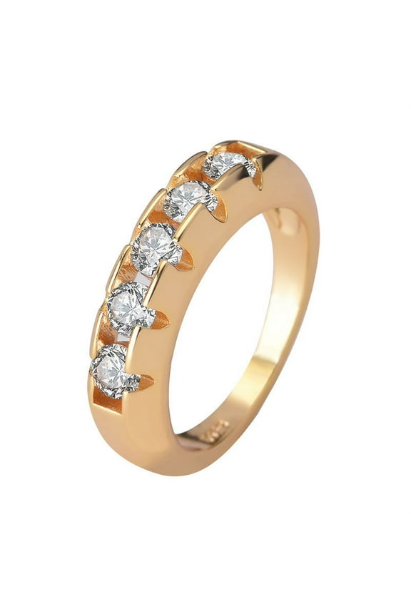 Fashion Women 14 K Gold-Plated Artificial Diamond Micro-Inlaid Ring