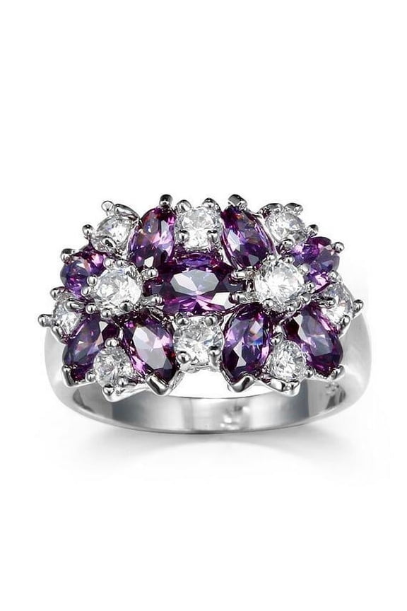Fashion Women 925 Sterling Silver Sapphire White Topaz Gemstones Rings