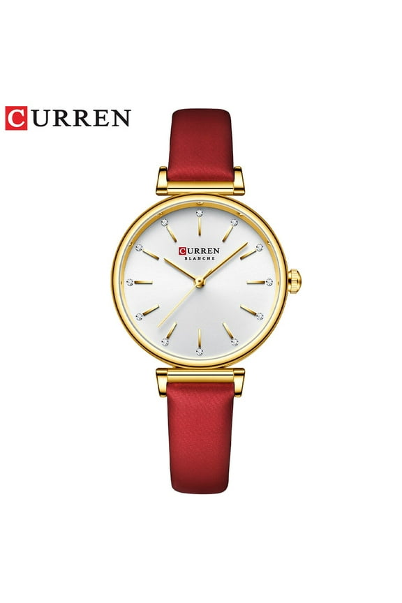 Fashion Women Analog Quartz Wristwatch Vintage Leather Strap Ladies Watches CURREN Top Brand Green Watch Relogio Feminino