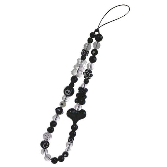 Fashion Women Beaded Lanyard Heart Bear Dice-Shape Beaded Cell-Phone Lanyard Wrist Strap Chain String