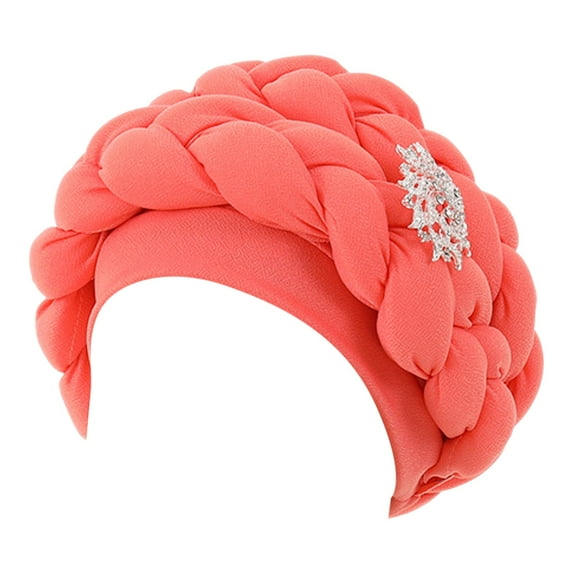 Fashion Women Beading Braid Hat Ruffle Cancer Wrap Cap Sleep Caps Satin Lined Hair Bonnets