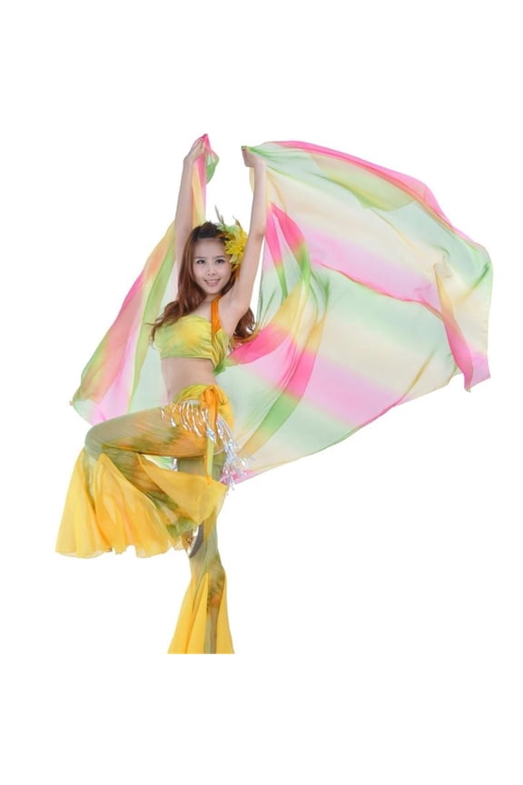 Fashion Women Belly Dance Big Veil Shawl Gradual Colored Bellydance Silk Scarf Oriental Dance Costume Accessories