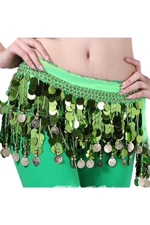 Fashion Women Belly Dance Hip Wrap Scarf Coin Sequin Waistband Dress Skirt