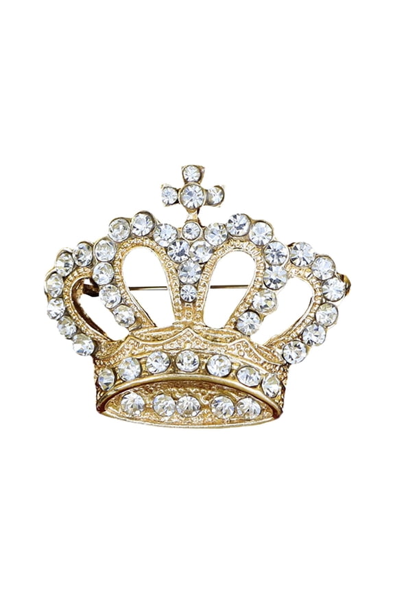 Rhinestone Crown Brooches Women Classic Party Office Fashion Pins Jewelry W2J1