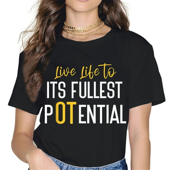 Fashion Women Black T Shirt Short-sleeved Crew Neck Colorful Printed -163782-1
