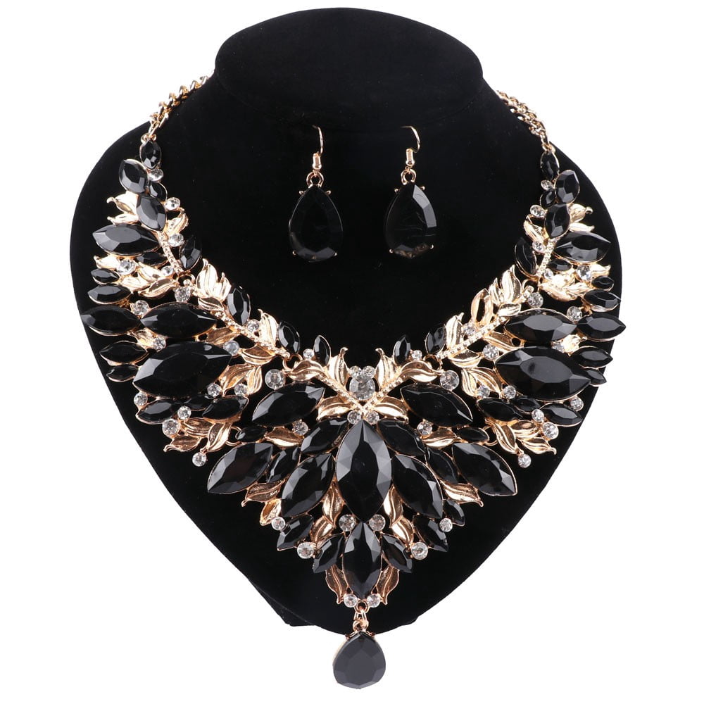 Fashion Women Bridal Choker Statement Crystal Teardrop Necklaces ...