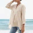 thumbnail image 1 of Fashion Women Casual Loose Long Sleeve V-Neck and Linen Tops T-shirt Workout Tops for Women Loose Fit Womens Shirts Summer Shirt for Juniors Womens Loose Tops Casual Running Shirts Women Athletic Wear, 1 of 8
