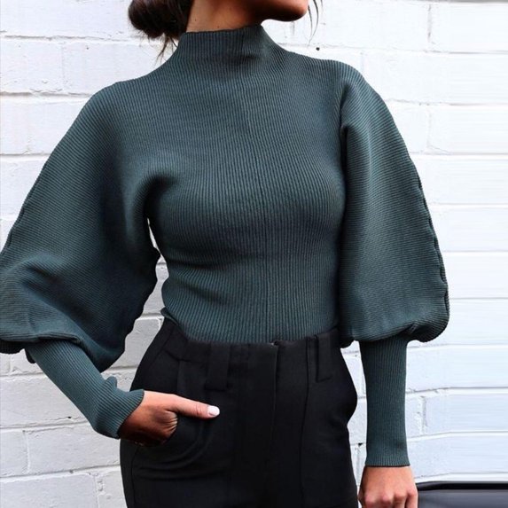 Fashion Women Casual Solid High-necked Long Sleeve Sweater Blouse Tops Clutch Band Sweatshirt Long Sleeve Sweatshirt Garment Dyed Lightweight Sweaters for Women Old Man Sweater Mens Sweaters for Men