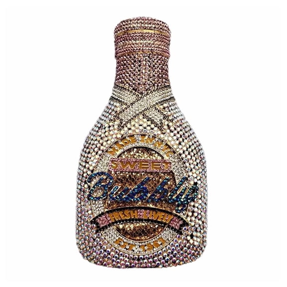 Fashion Women Champagne Bottle Rhinestone Bag Novelty Crystal Diamond Evening Purse Handbag for Banquet Party