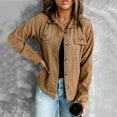 thumbnail image 1 of Fashion Women Corduroy Jacket Turn Down Collar Long Sleeve Pockets Button Up Coat Women Coats And Jackets Women Casual Suede Lightweight Soft Jacket Casual Jackets for Women Fashion Coat Women Flannel, 1 of 4